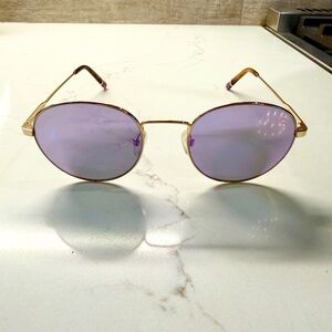 NWOT Chic Gold Sunglasses with Lavender Mirrored Lenses